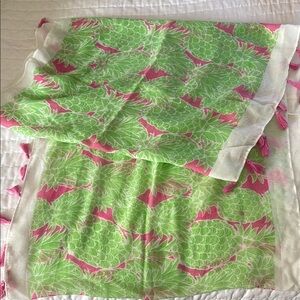 Lilly Pulitzer Green and Pink Pineapple Print Scarf